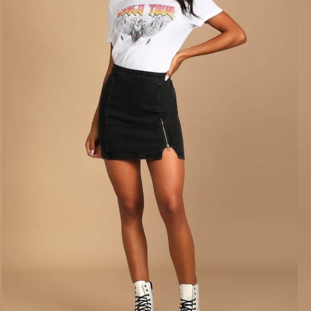 We The Free | Free People Midnight Magic Black Denim Mini Skirt 4
